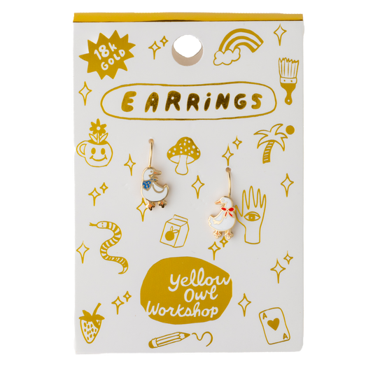 Duck Earrings - Gold Statement Jewelry - Animal Lover Gift