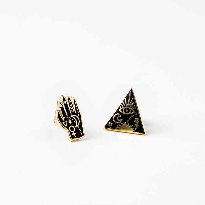 Mystic Powers Earrings - Gold Witchy Goth Statement Studs