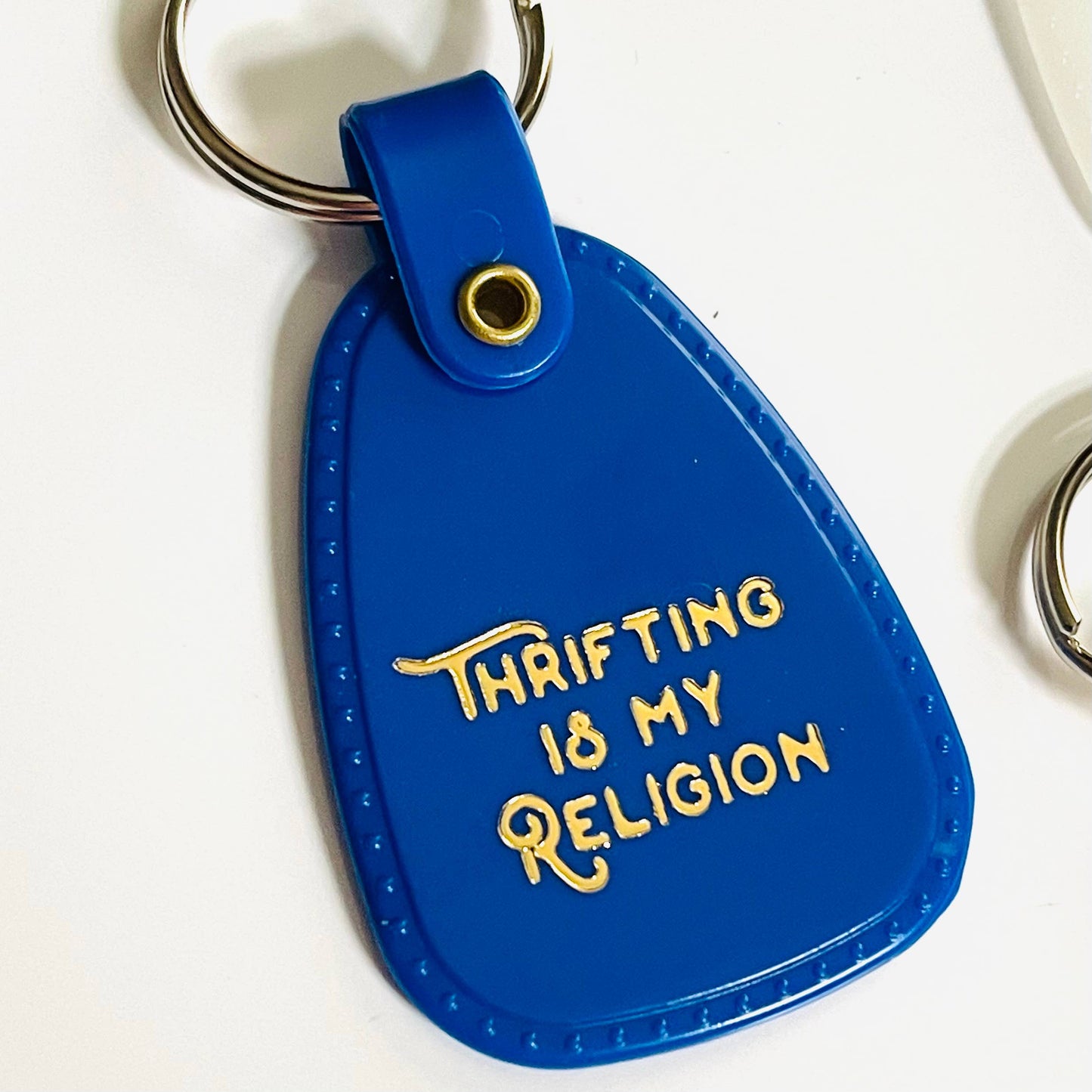 Thrifting is my religion Saddle Keychain (Glow in the dark)