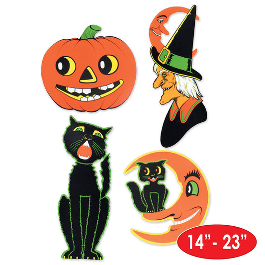 Halloween Cutouts Set C, 14-23", Pack of 4 designs