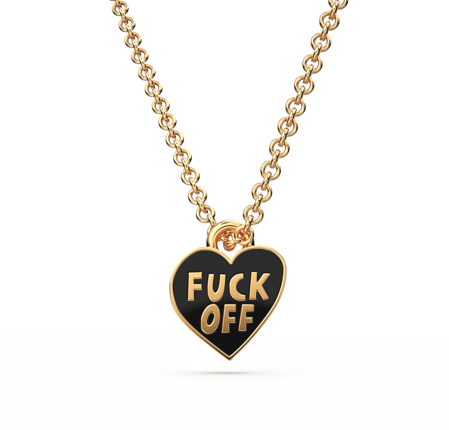 F*ck Off Heart Pendant Necklace | Gold Enamel