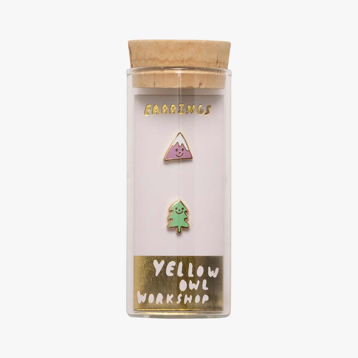 Mountain & Tree Earrings - Gold Outdoorsy Nature Studs