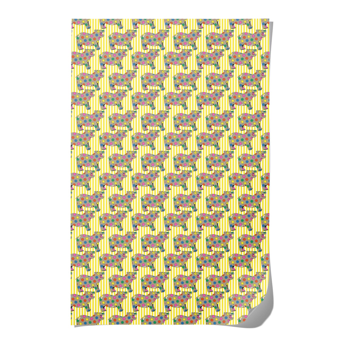 Star Hippos wrapping paper