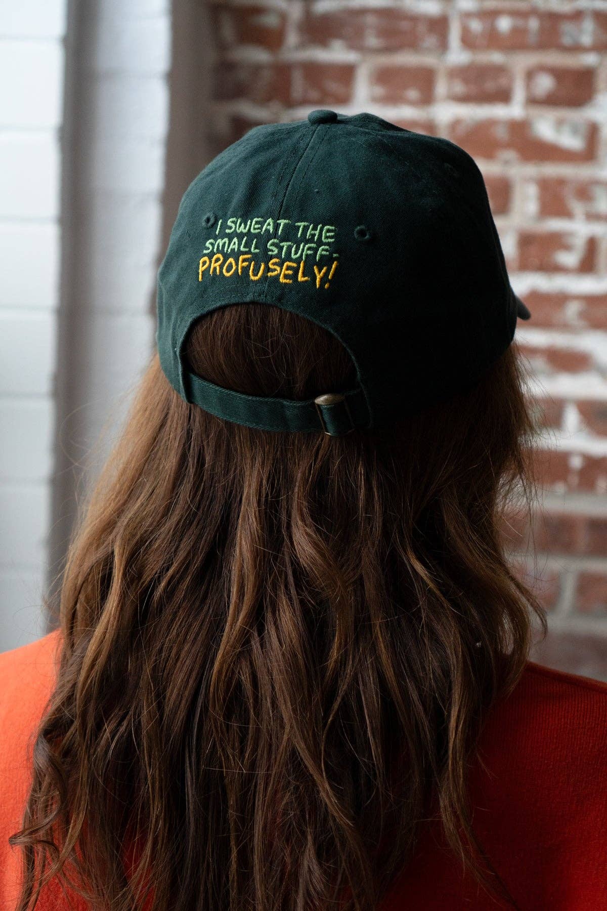 Sweat the Small Stuff Front & Back Hat | Embroidered Dad Hat: Forest Green