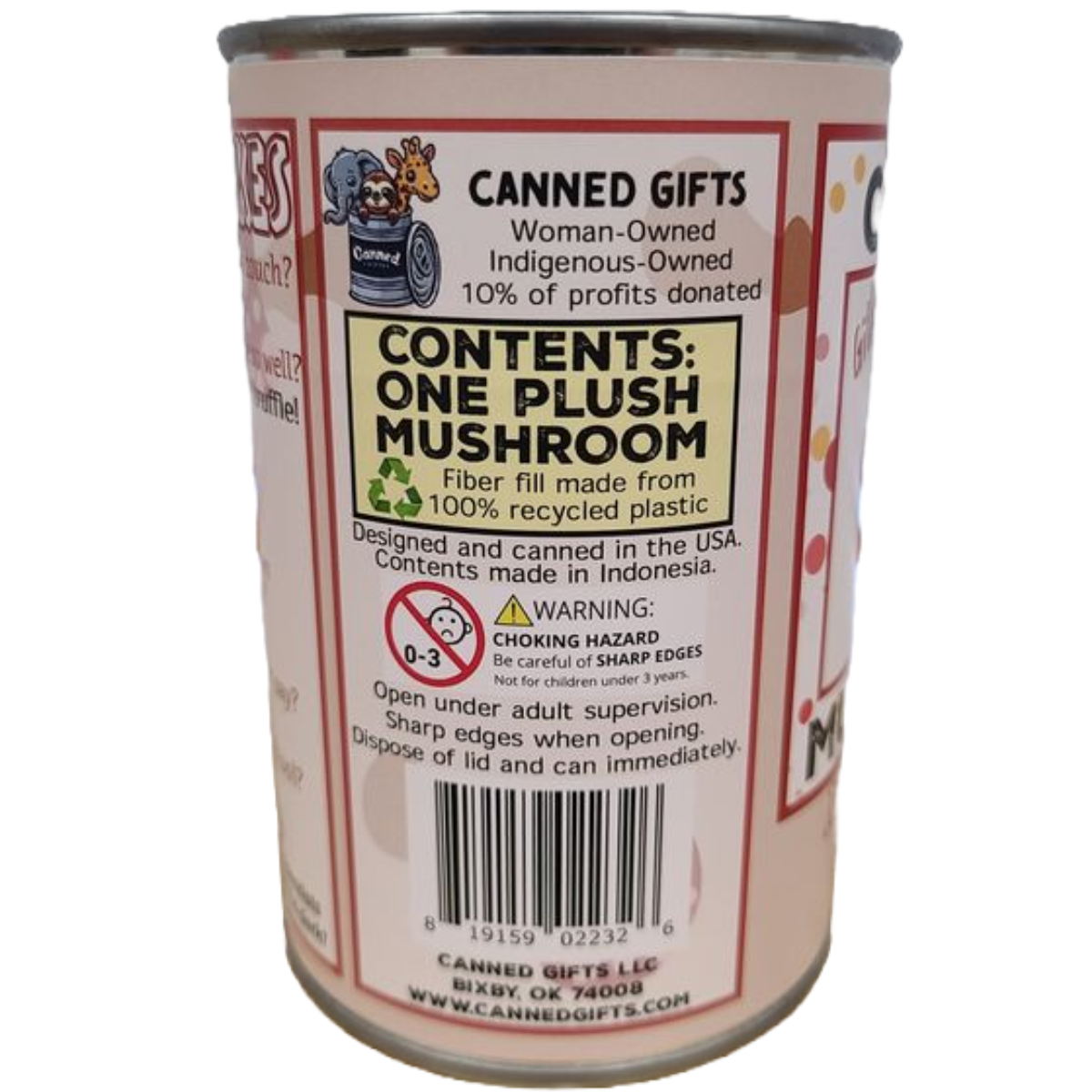 Canned Mushroom - Amanita Mushroom Plush Gift in Can w/Jokes: Pop Top Lid