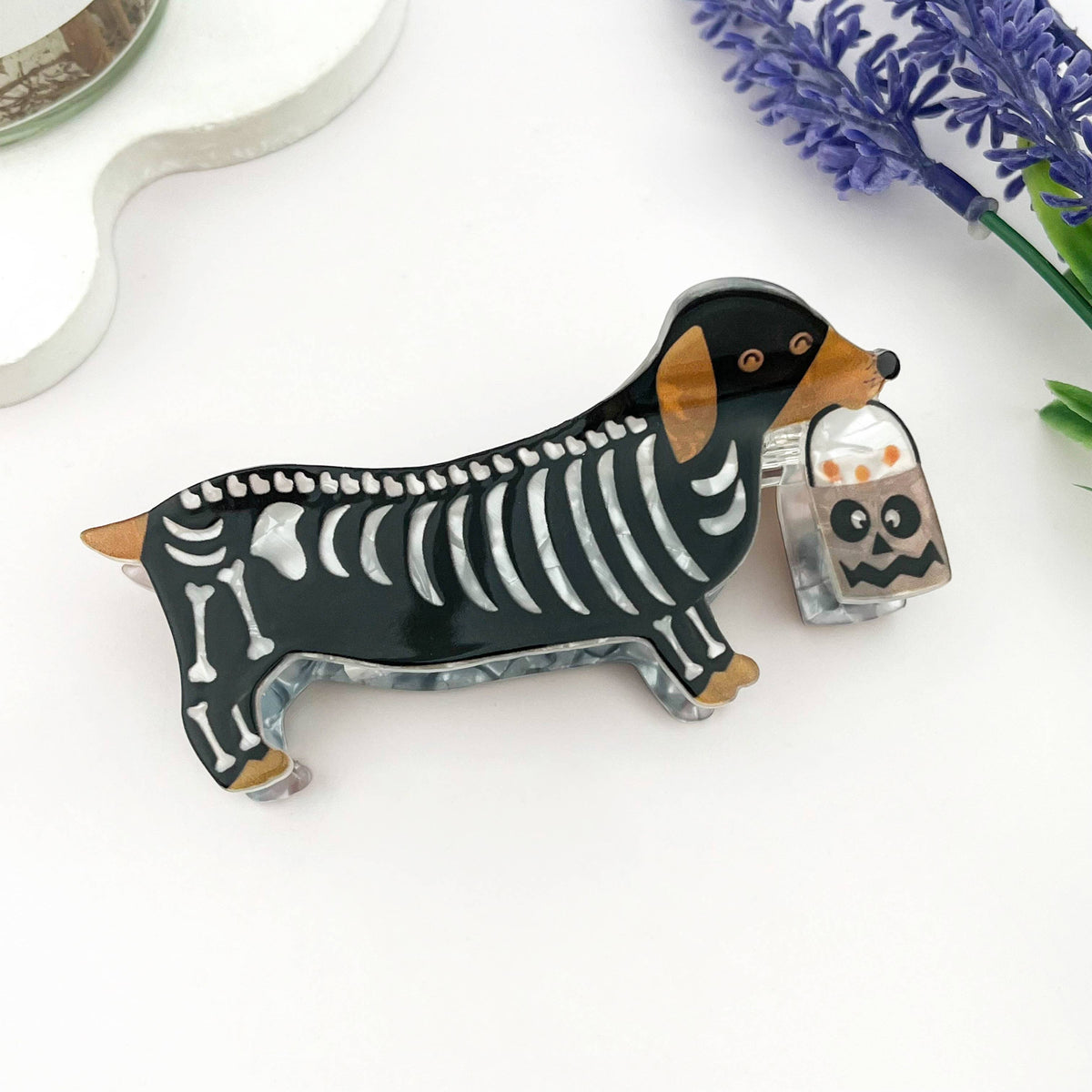 Halloween Ghost Dog Hair Claw Clip