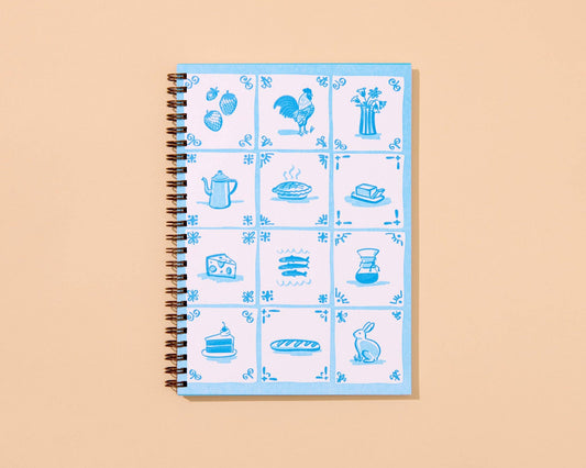Delft Tile Letterpress A5 Spiral Notebook