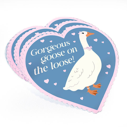 Gorgeous Goose On The Loose Funny Cute Heart Vinyl Sticker