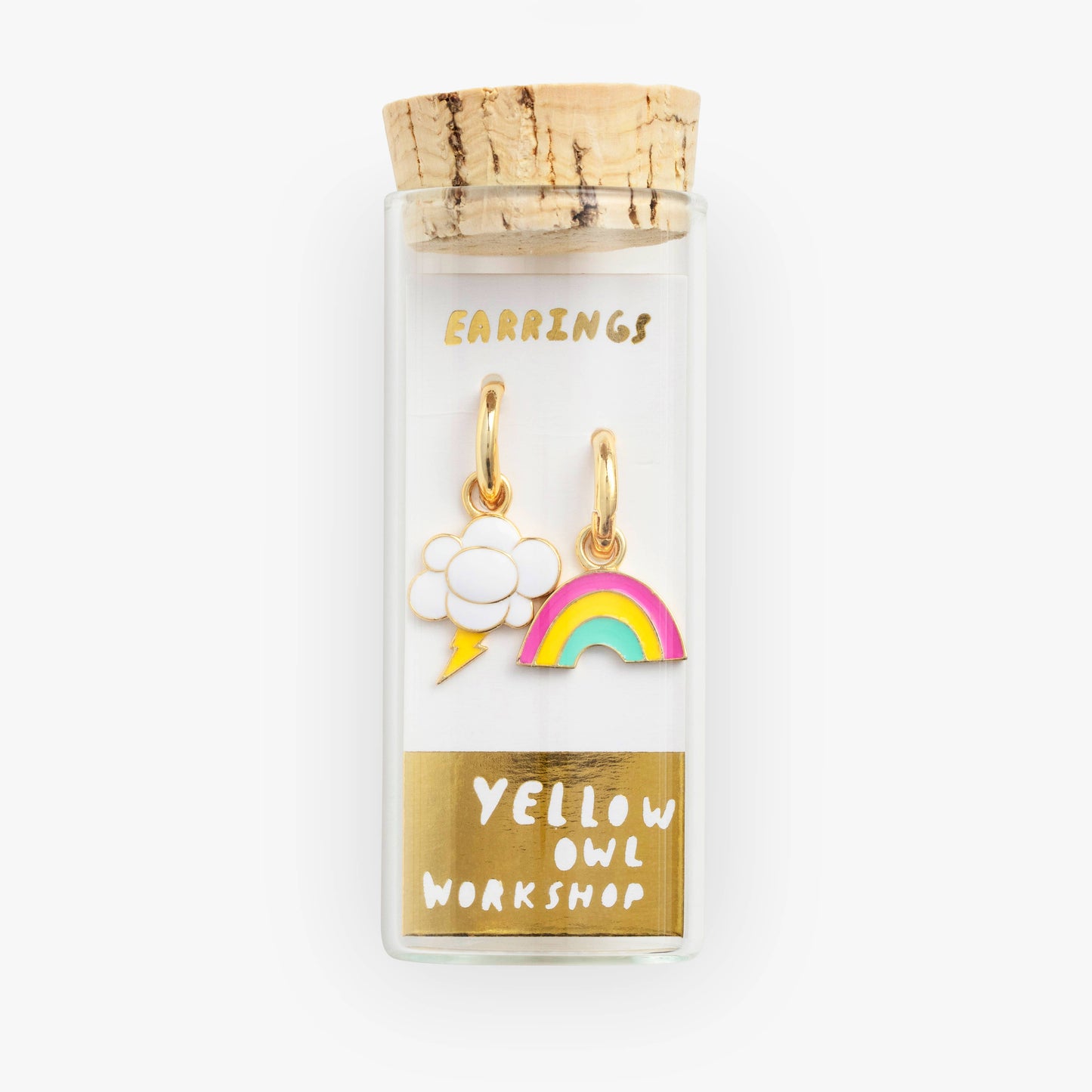 Hoop Earrings - Rainbow & Cloud - Gold Statement Jewelry