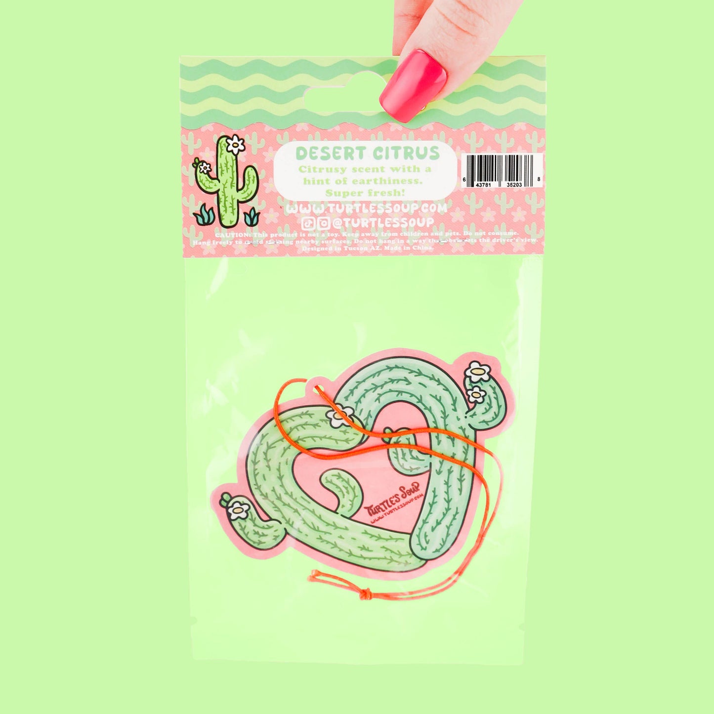 Saguaro Cactus Heart Desert Citrus Scented Car Air Freshener