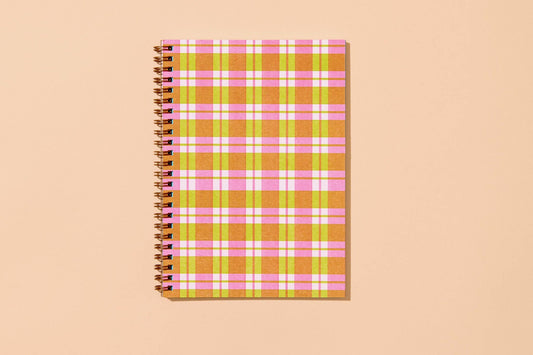 Gingham Picnic Letterpress A5 Spiral Notebook