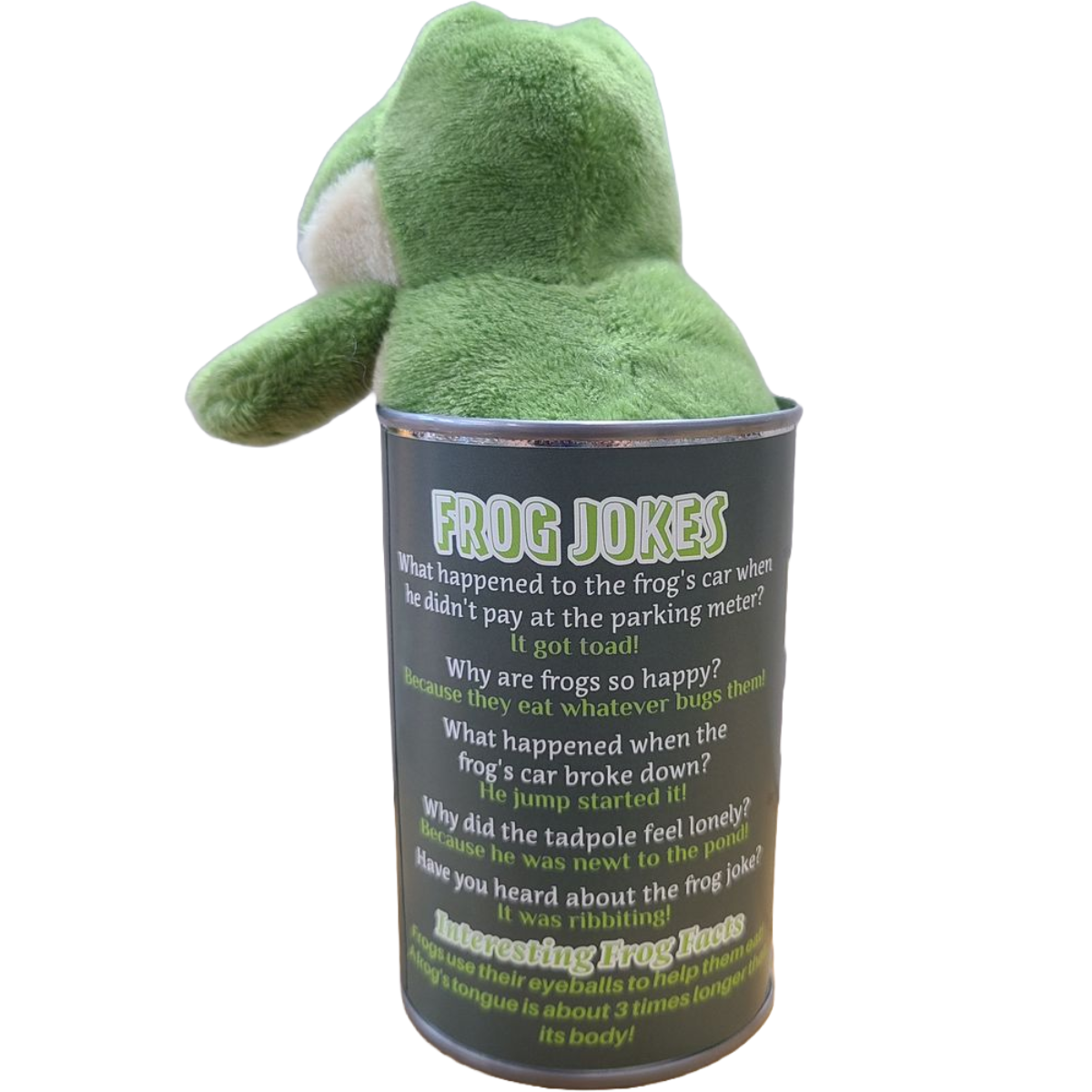Lily the Canned Frog Stuffed Animal Plush w/Funny Jokes: Pop Top Lid