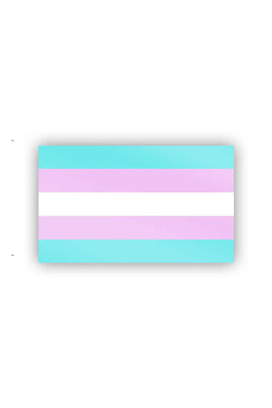 Vinyl sticker against a white background of the Transgender Pride Flag.
