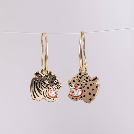 Tiger & Cheetah Earrings - Kristina Micotti Gold Jewelry