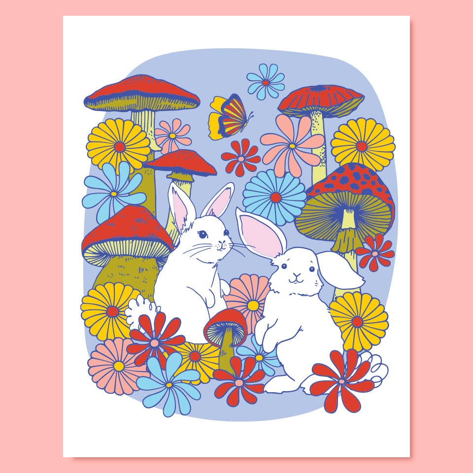 Mushroom Bunnies Print - 11 x 14