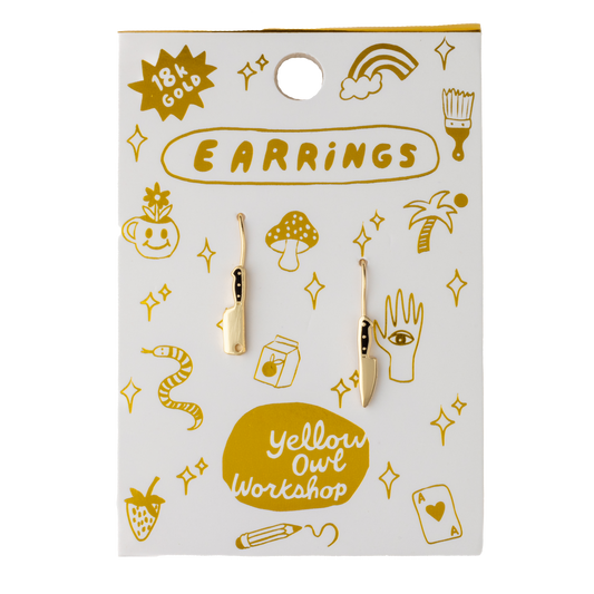 Chef's Knife & Cleaver Gold Earrings - Foodie Cook Chef Gift