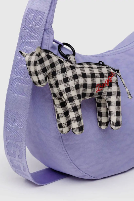 Horse Charm - Black & White Gingham