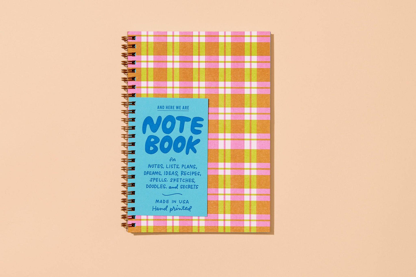 Gingham Picnic Letterpress A5 Spiral Notebook