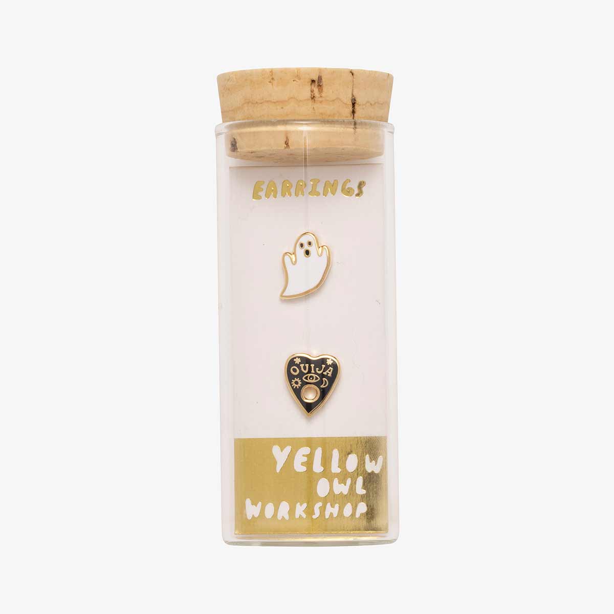 Ghost & Ouija Earrings - Gold Halloween Spooky Studs