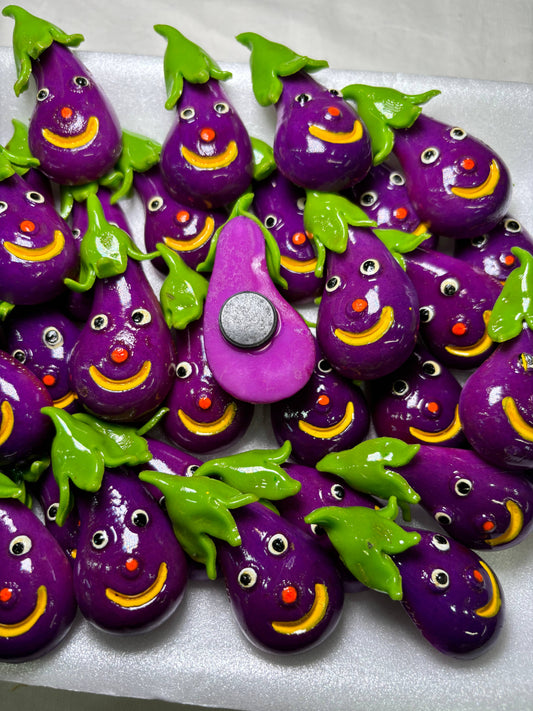 Happy Eggplant Kitchen Magnet