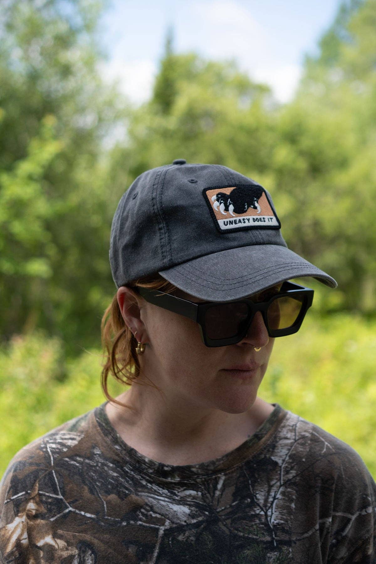 Uneasy Does It Patch Hat | Patched Dad Hat: Solid Black