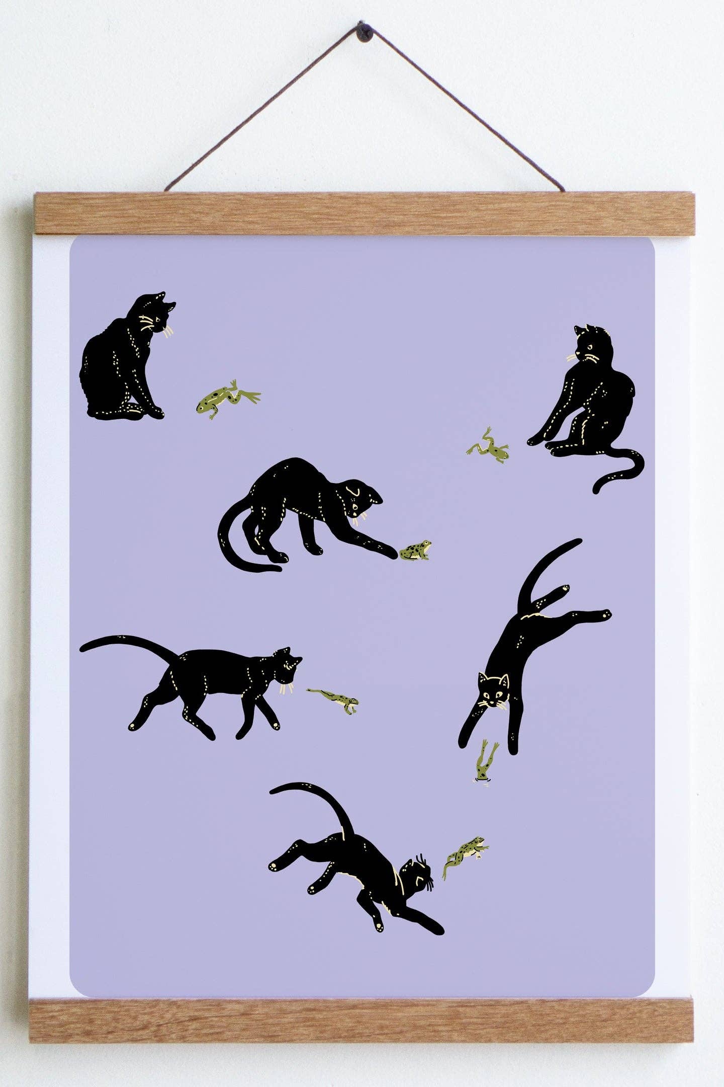 Frenemies (Cat & Frog) Print: Lilac / Small - 8" x 10"