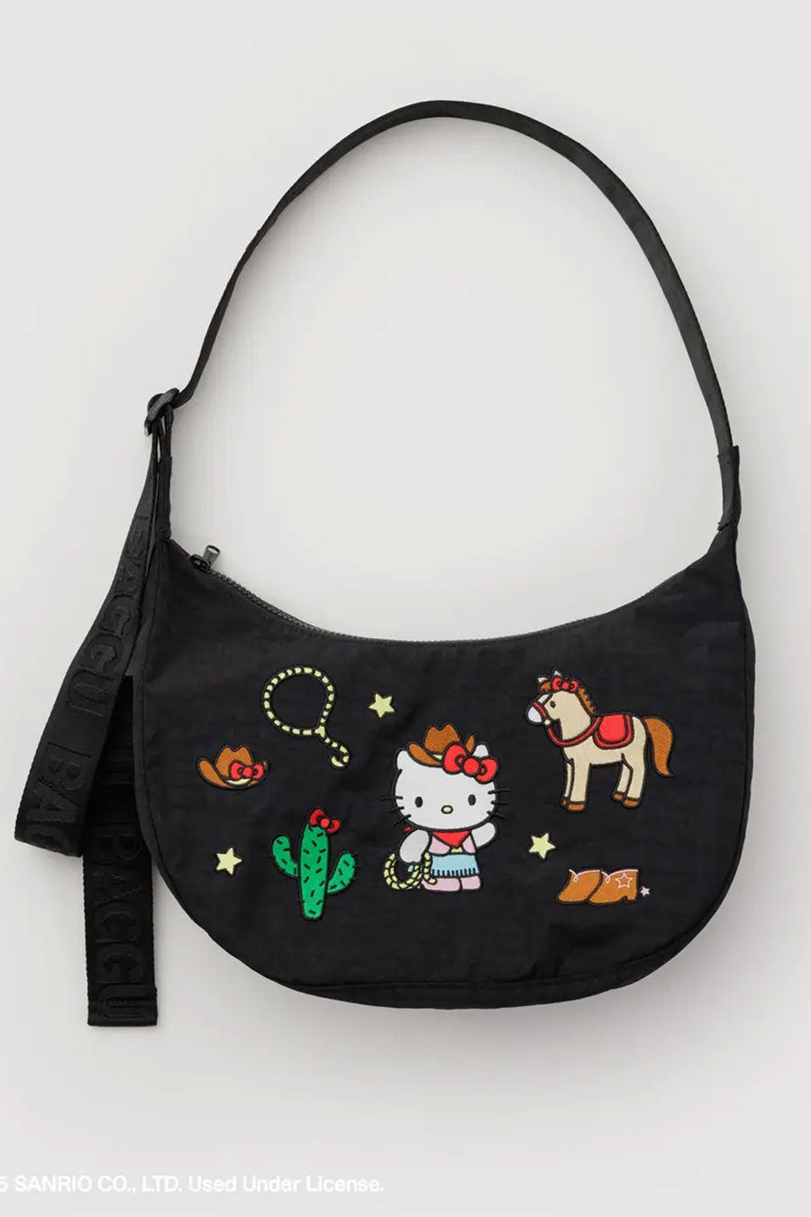 Medium Nylon Crescent Bag - Embroidered Hello Kitty Western