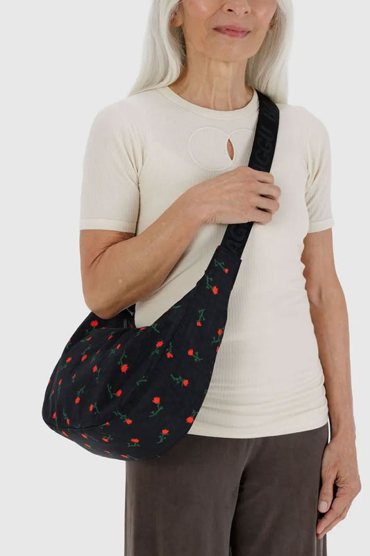 Medium Nylon Crescent Bag - Painted Wildflower