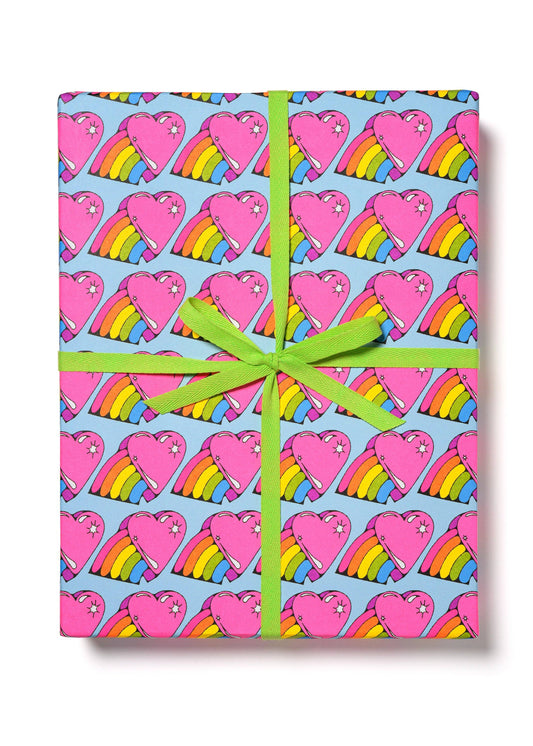 Rainbow Hearts wrapping paper