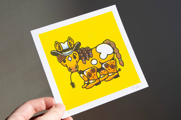Horse in Boots - 5x5" Risograph Print