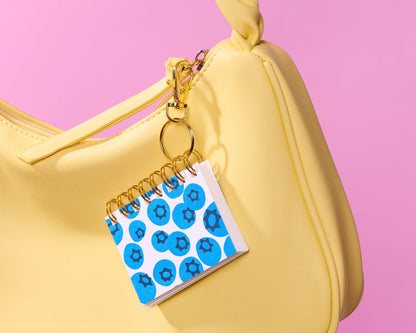 Letterpress Mini Notebook Bag Charm—Blueberry