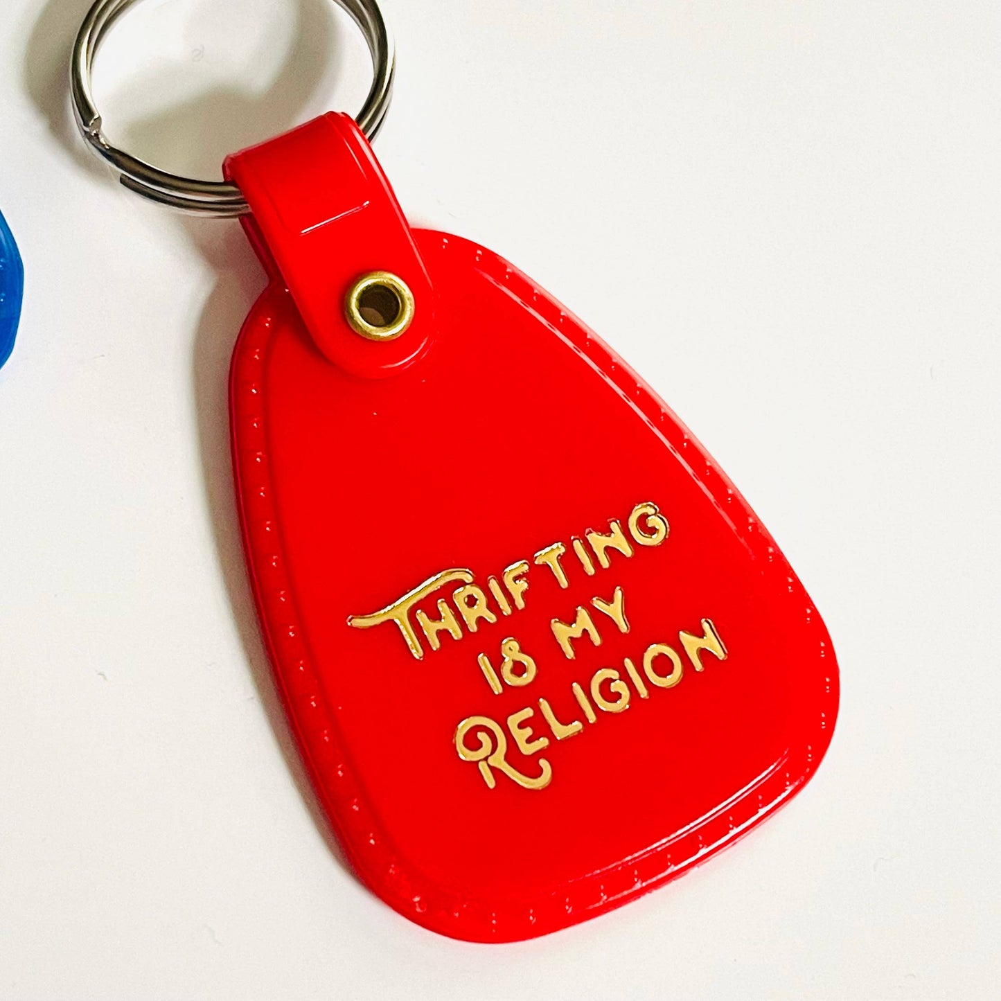 Thrifting is my religion Saddle Keychain (Glow in the dark)