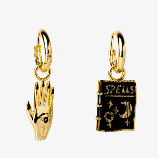 Mystic Spells Hoop Earrings - Gold Witchy Statement Jewelry