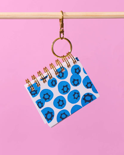 Letterpress Mini Notebook Bag Charm—Blueberry
