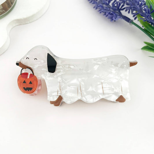 Halloween Ghost Dog Hair Claw Clip