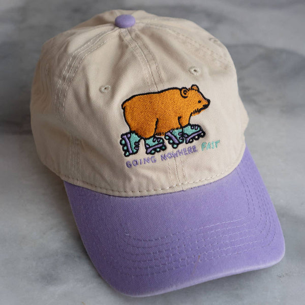 Going Nowhere Fast Two-Tone Dad Hat: Cream / purple