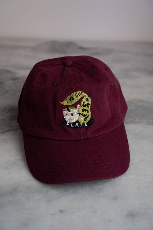 A Lot on my Plate Hat | Embroidered Dad Hat: Maroon