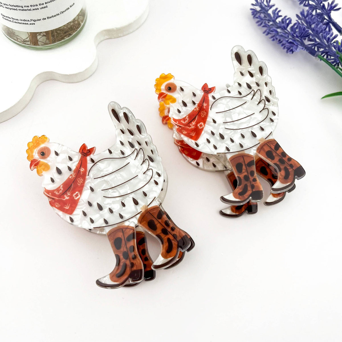 Cowboy Chicken Hair Claw Clip