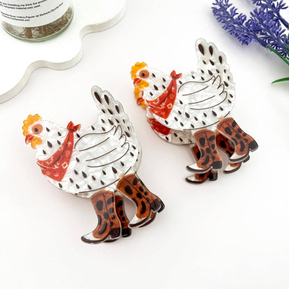 Cowboy Chicken Hair Claw Clip