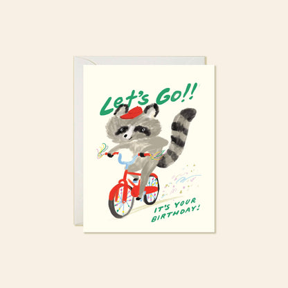 Let’s Go Raccoon Birthday Card