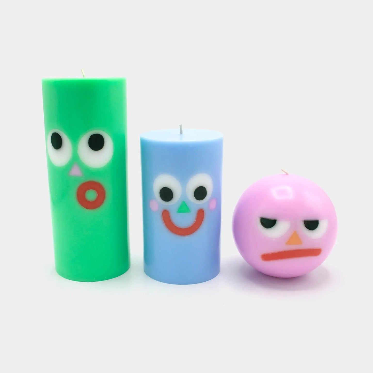Moodz™ -  Happy Pillar Face Candle - Blue