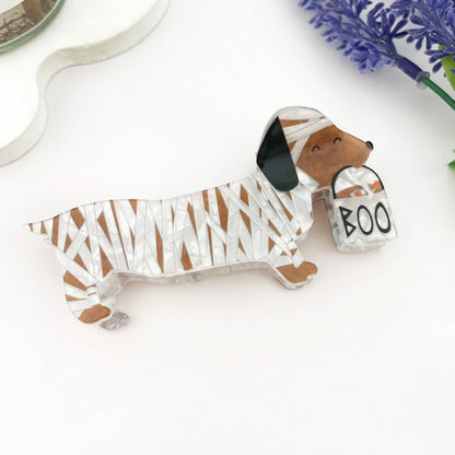 Halloween Ghost Dog Hair Claw Clip