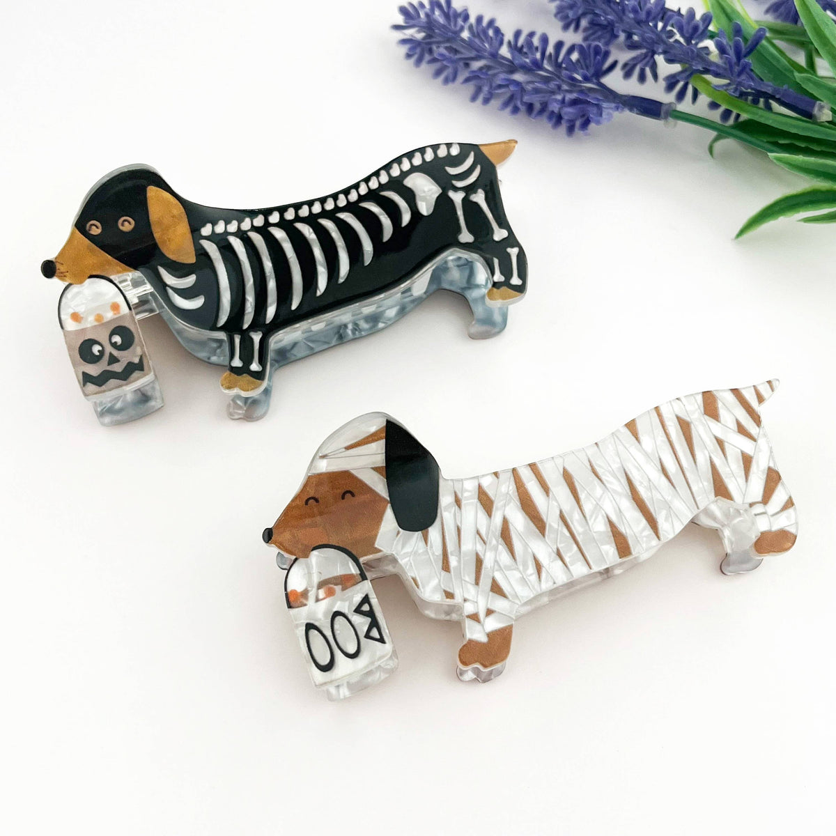 Halloween Ghost Dog Hair Claw Clip