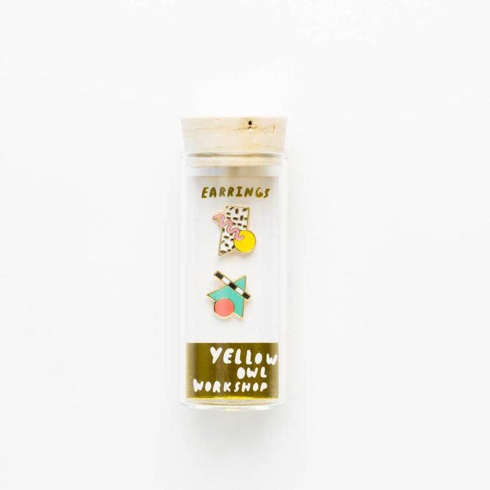 80's Memphis Style Earrings - Gold Geometric Earrings