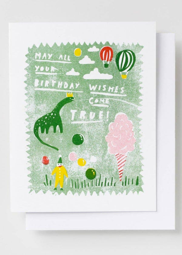 Dino Birthday Wishes Risograph Card