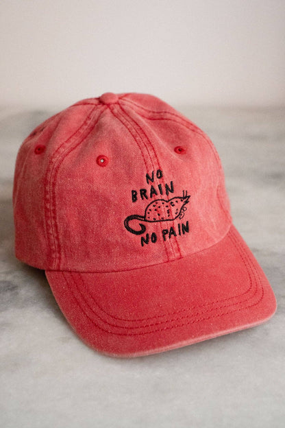 No Brain No Pain Hat | Embroidered Dad Hat: Seafoam