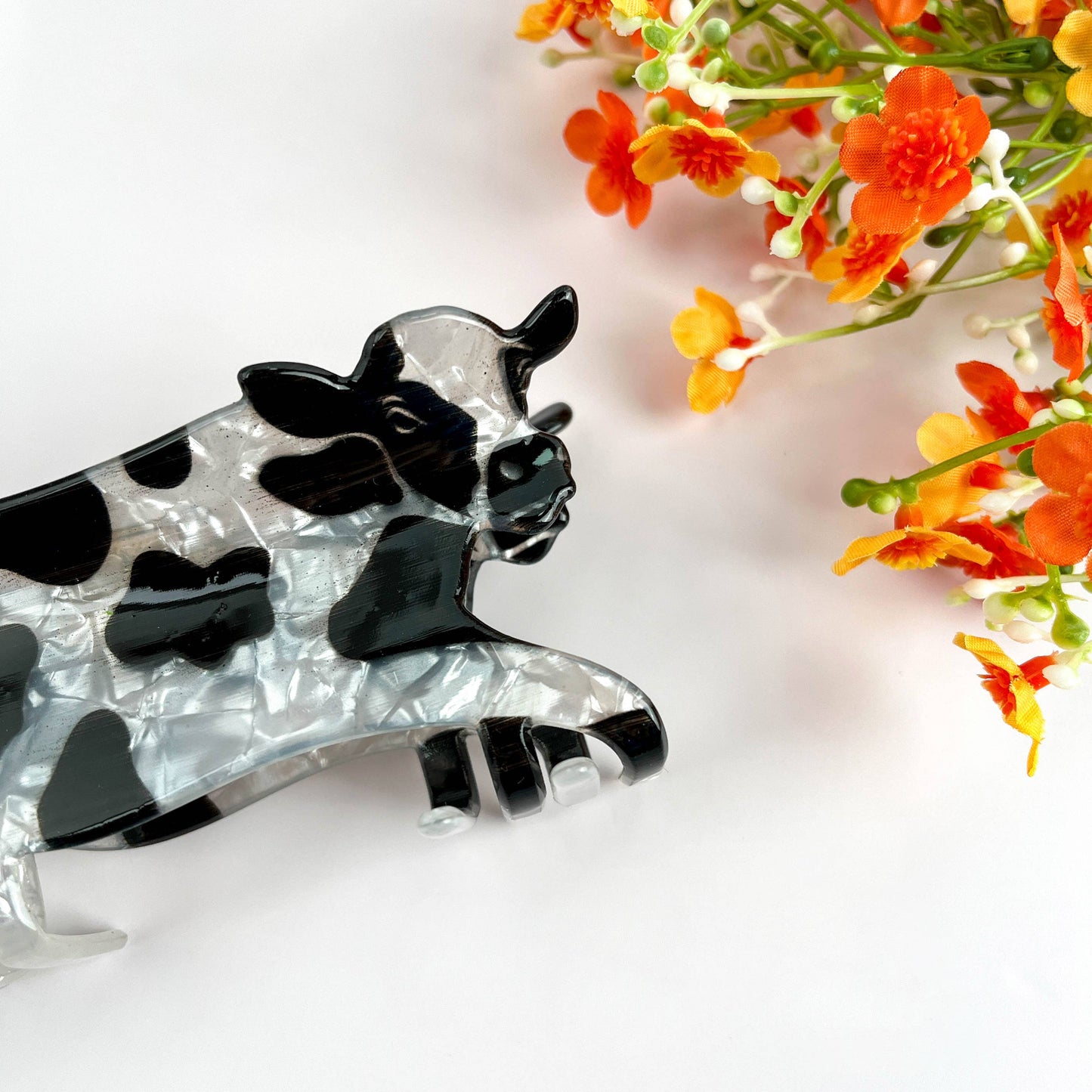 Cow Animal Hair Claw Clip
