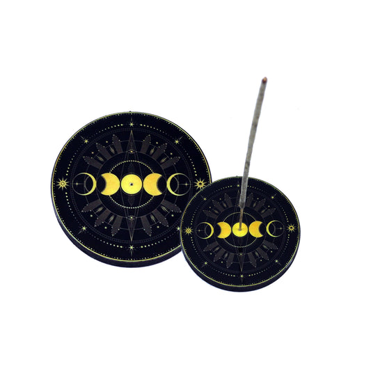 Triple Moon Wooden Incense Burner (4 in.)