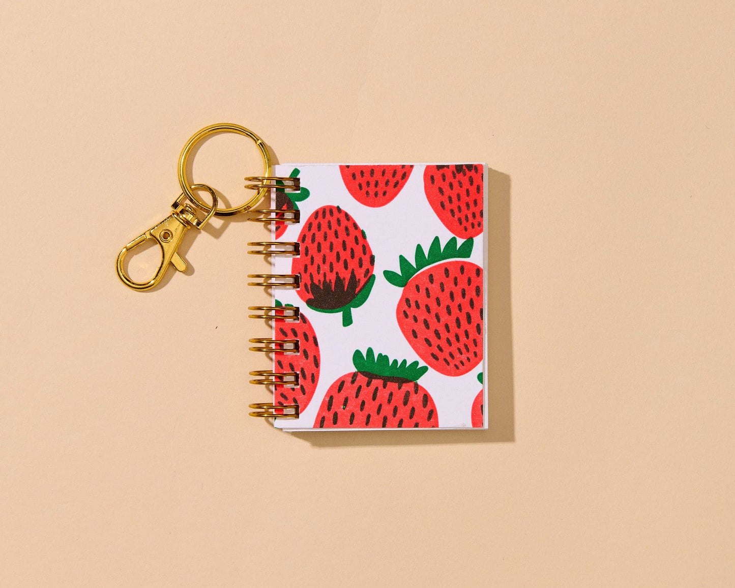 Letterpress Mini Notebook Bag Charm—Strawberry