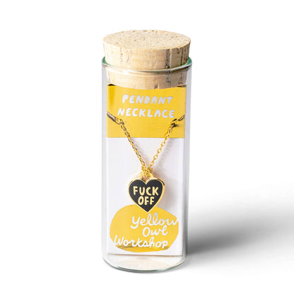 F*ck Off Heart Pendant Necklace | Gold Enamel